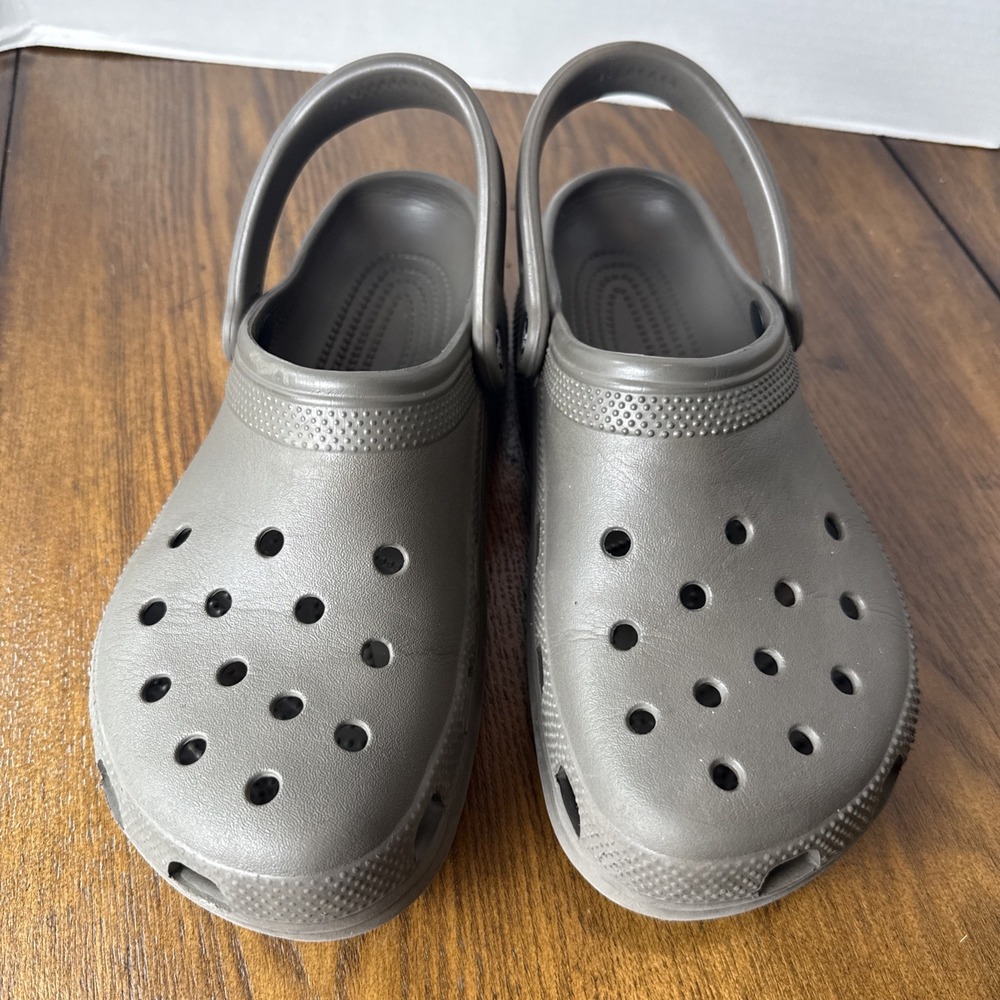 CROCS Classic Clogs M Size 8 W 11 Taupe Slip On Vented Water Friendly